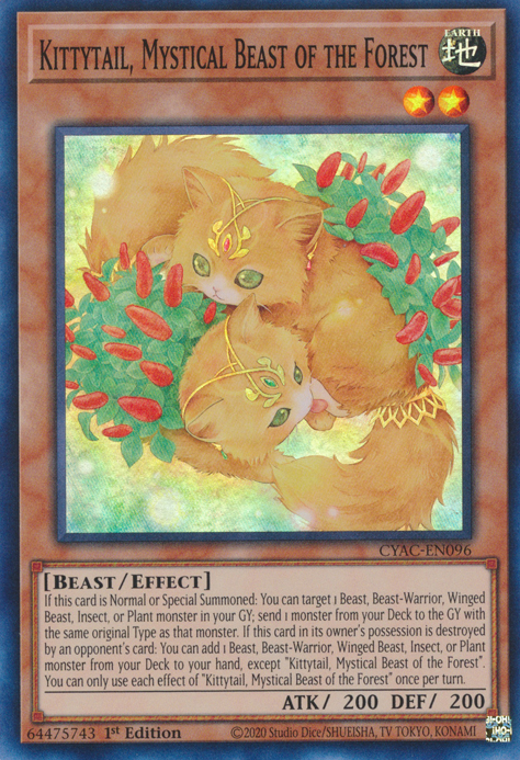 Kittytail, Mystical Beast of the Forest [CYAC-EN096] Super Rare | Dragon's Lair Comics and Fantasy Houston TX