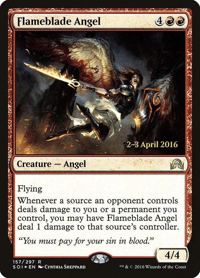 Flameblade Angel [Shadows over Innistrad Prerelease Promos] | Dragon's Lair Comics and Fantasy Houston TX