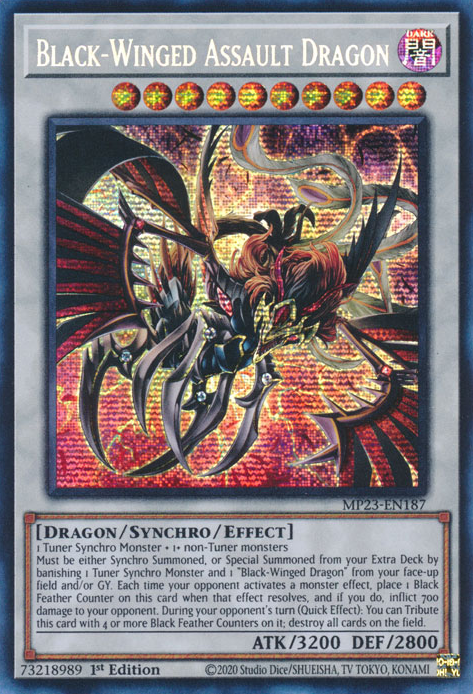 Black-Winged Assault Dragon [MP23-EN187] Prismatic Secret Rare | Dragon's Lair Comics and Fantasy Houston TX