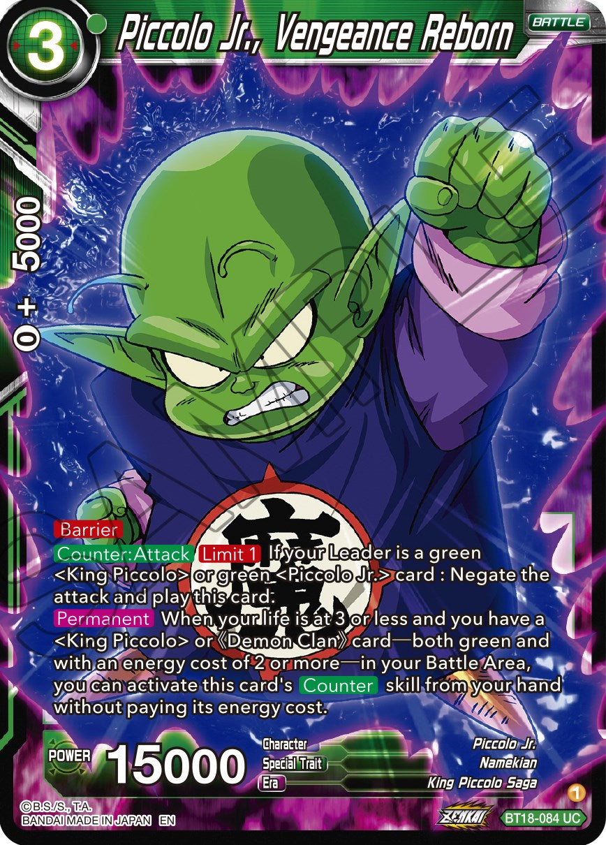 Piccolo Jr., Vengeance Reborn (BT18-084) [Dawn of the Z-Legends] | Dragon's Lair Comics and Fantasy Houston TX