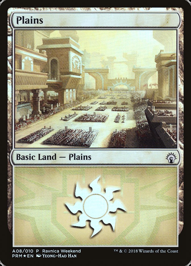 Plains (A08) [Ravnica Allegiance Ravnica Weekend] | Dragon's Lair Comics and Fantasy Houston TX