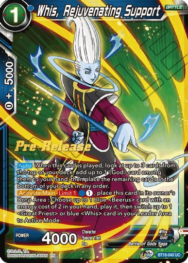 Whis, Rejuvenating Support (BT16-040) [Realm of the Gods Prerelease Promos] | Dragon's Lair Comics and Fantasy Houston TX