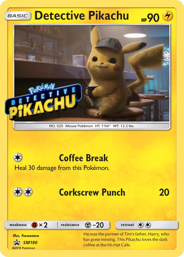 Detective Pikachu (SM190) (Stamped) [Sun & Moon: Black Star Promos] | Dragon's Lair Comics and Fantasy Houston TX