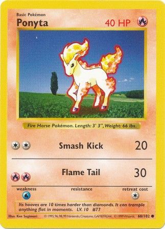 Ponyta (60/102) [Base Set Shadowless Unlimited] | Dragon's Lair Comics and Fantasy Houston TX