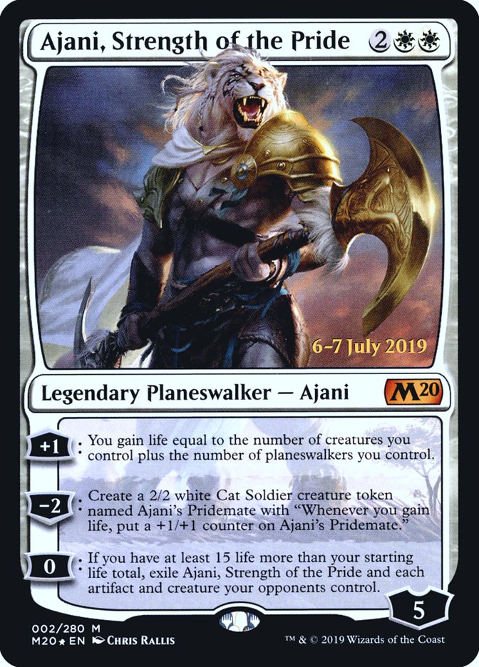 Ajani, Strength of the Pride [Core Set 2020 Prerelease Promos] | Dragon's Lair Comics and Fantasy Houston TX