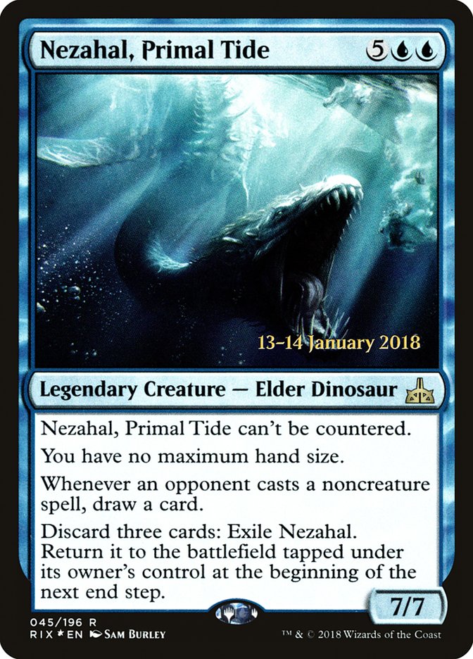 Nezahal, Primal Tide [Rivals of Ixalan Prerelease Promos] | Dragon's Lair Comics and Fantasy Houston TX