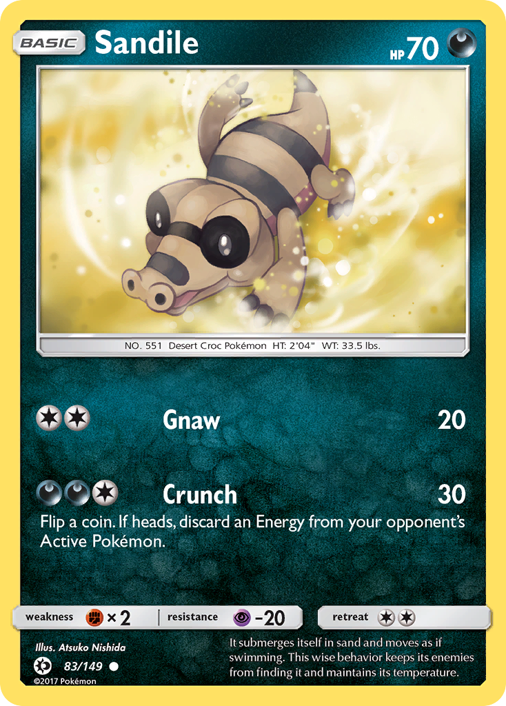 Sandile (83/149) [Sun & Moon: Base Set] | Dragon's Lair Comics and Fantasy Houston TX