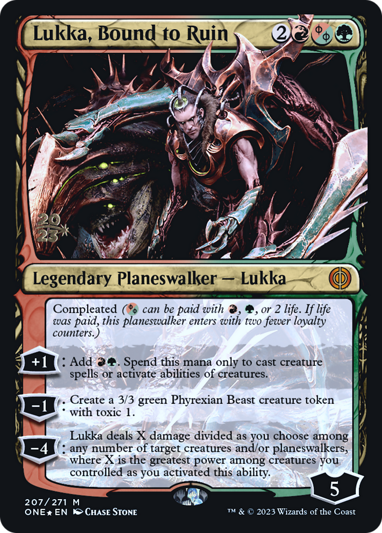 Lukka, Bound to Ruin [Phyrexia: All Will Be One Prerelease Promos] | Dragon's Lair Comics and Fantasy Houston TX