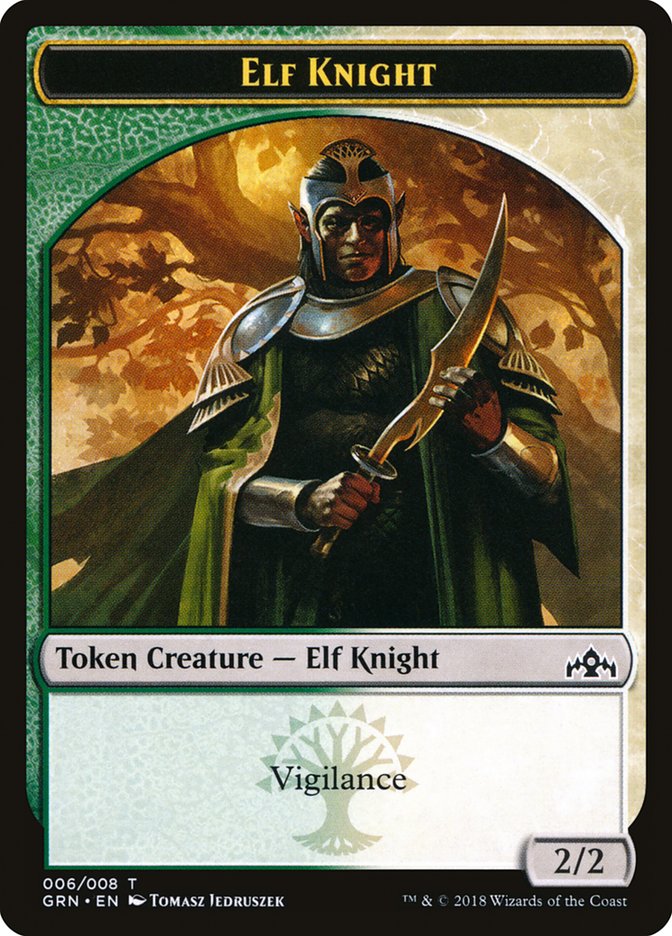 Elf Knight Token [Guilds of Ravnica Tokens] | Dragon's Lair Comics and Fantasy Houston TX