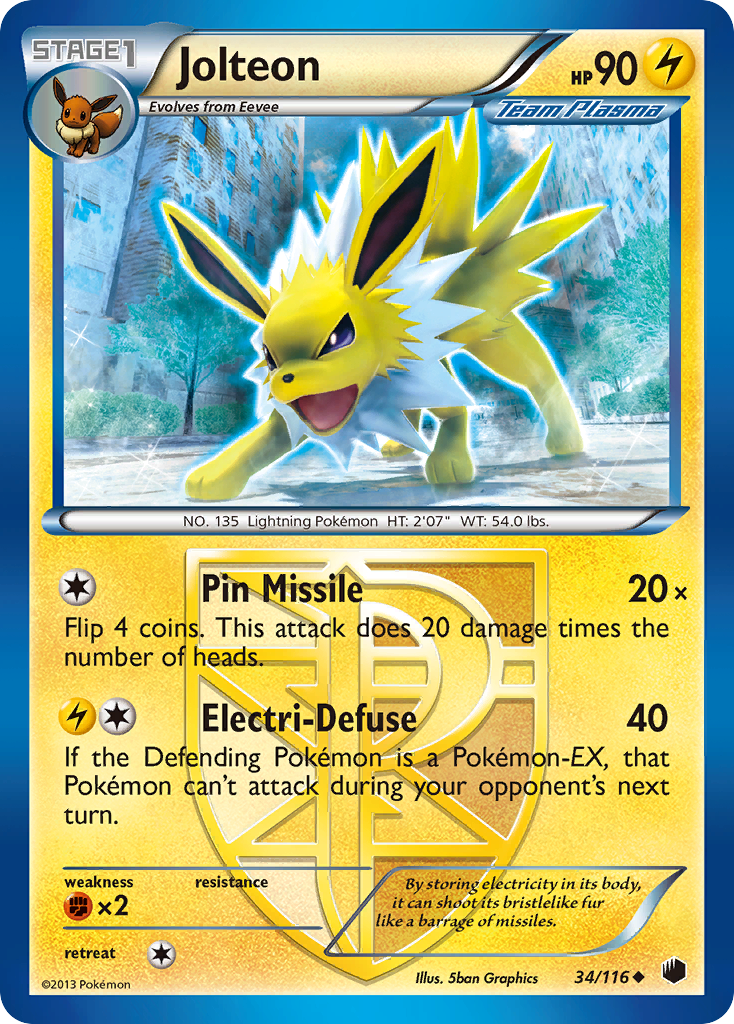 Jolteon (34/116) [Black & White: Plasma Freeze] | Dragon's Lair Comics and Fantasy Houston TX