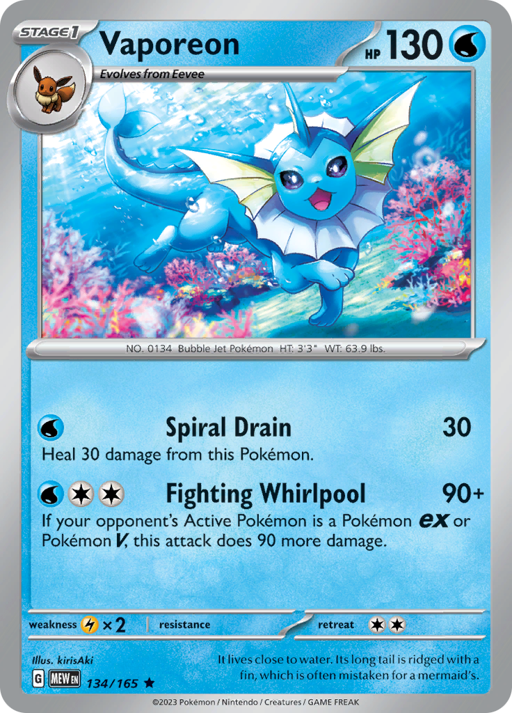 Vaporeon (134/165) [Scarlet & Violet: 151] | Dragon's Lair Comics and Fantasy Houston TX