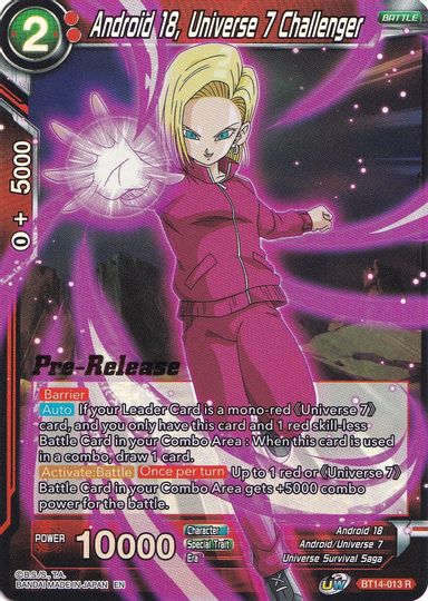 Android 18, Universe 7 Challenger (BT14-013) [Cross Spirits Prerelease Promos] | Dragon's Lair Comics and Fantasy Houston TX