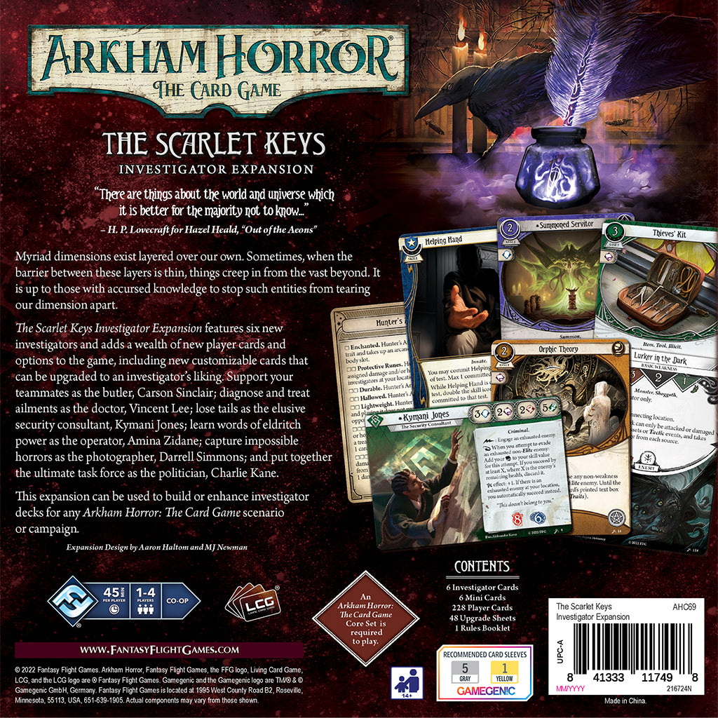 Atrkham Horror LCG: The Scarlet Keys Investigator Expansion | Dragon's Lair Comics and Fantasy Houston TX