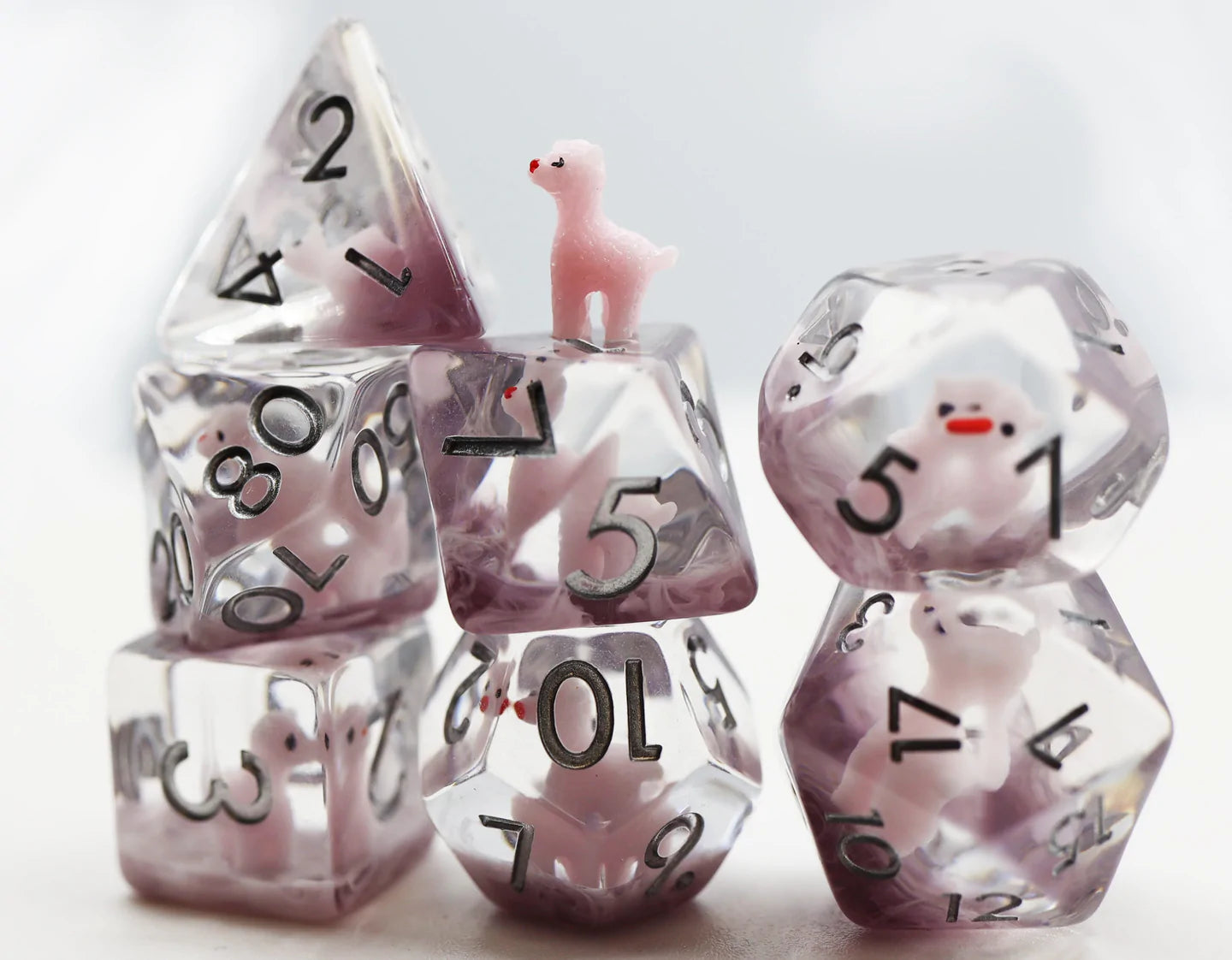 Foam Brain Pink Alpaca Poly 7 Dice Set | Dragon's Lair Comics and Fantasy Houston TX