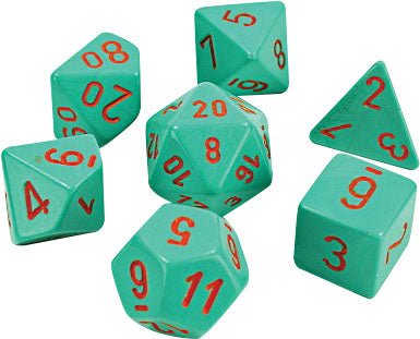 Chessex Lab Dice 3 Heavy: Poly Turquoise/Orange Poly 7 Set | Dragon's Lair Comics and Fantasy Houston TX