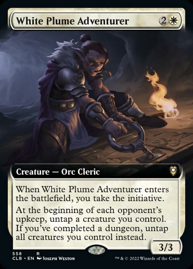 White Plume Adventurer (Extended Art) [Commander Legends: Battle for Baldur's Gate] | Dragon's Lair Comics and Fantasy Houston TX