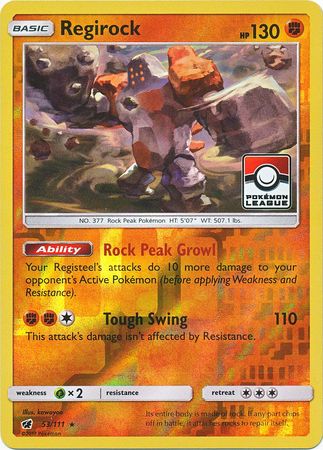 Regirock (53/111) (League Promo) [Sun & Moon: Crimson Invasion] | Dragon's Lair Comics and Fantasy Houston TX