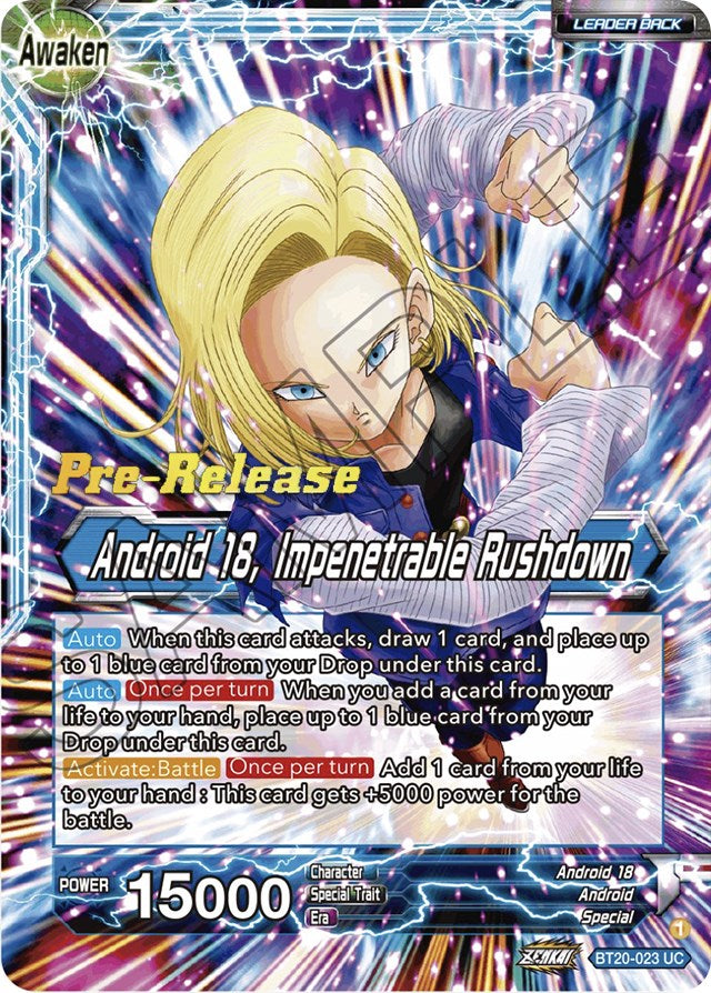 Android 18 // Android 18, Impenetrable Rushdown (BT20-023) [Power Absorbed Prerelease Promos] | Dragon's Lair Comics and Fantasy Houston TX