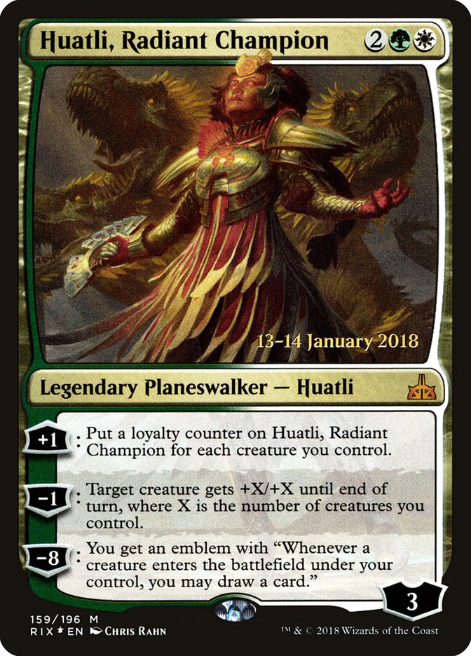 Huatli, Radiant Champion [Rivals of Ixalan Prerelease Promos] | Dragon's Lair Comics and Fantasy Houston TX