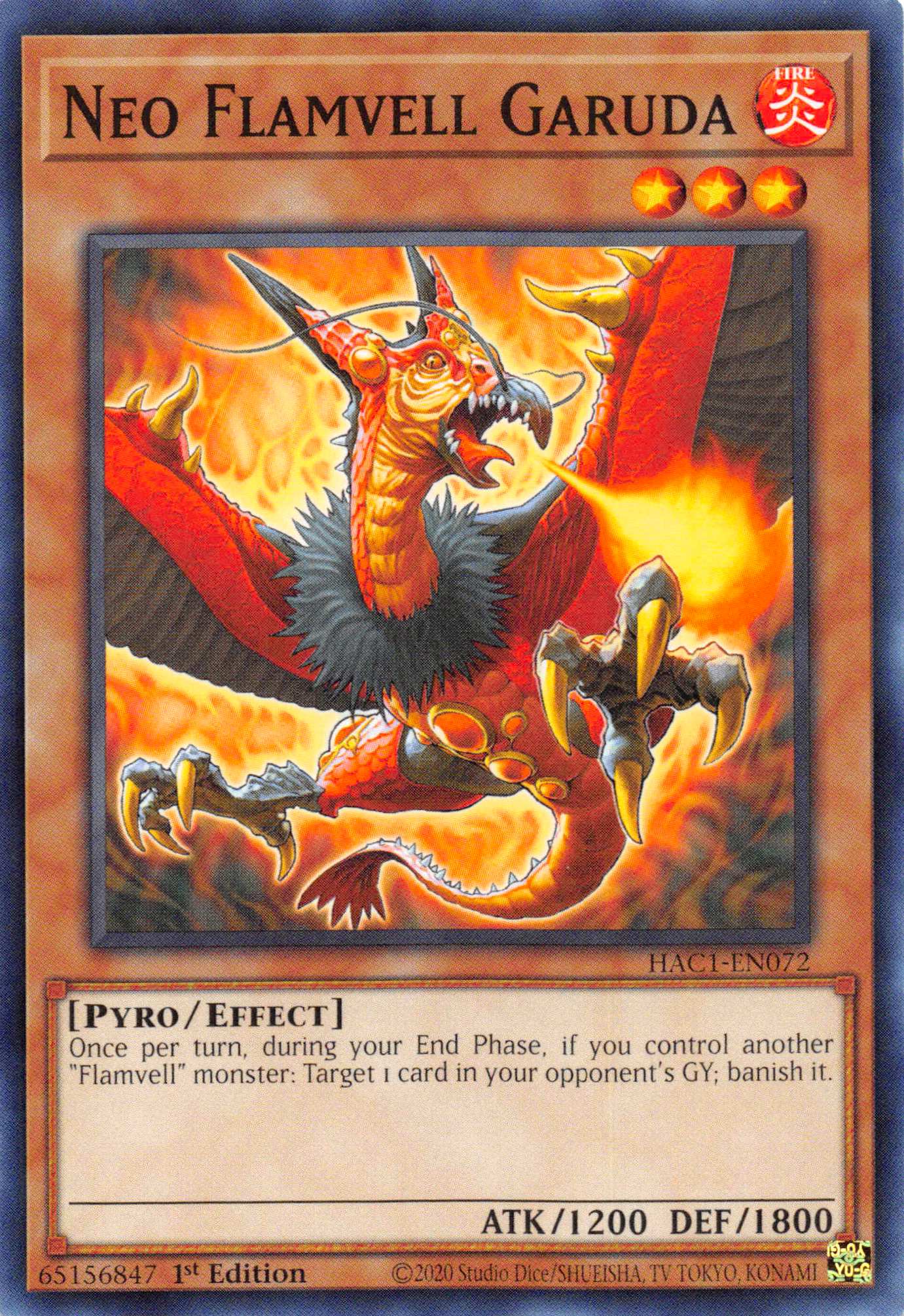 Neo Flamvell Garuda (Duel Terminal) [HAC1-EN072] Parallel Rare | Dragon's Lair Comics and Fantasy Houston TX