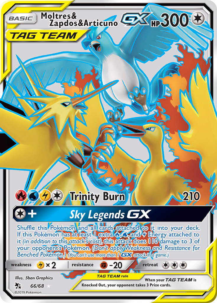 Moltres & Zapdos & Articuno GX (66/68) [Sun & Moon: Hidden Fates] | Dragon's Lair Comics and Fantasy Houston TX