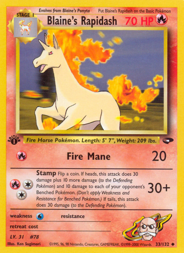 Blaine's Rapidash (33/132) [Gym Challenge 1st Edition] | Dragon's Lair Comics and Fantasy Houston TX