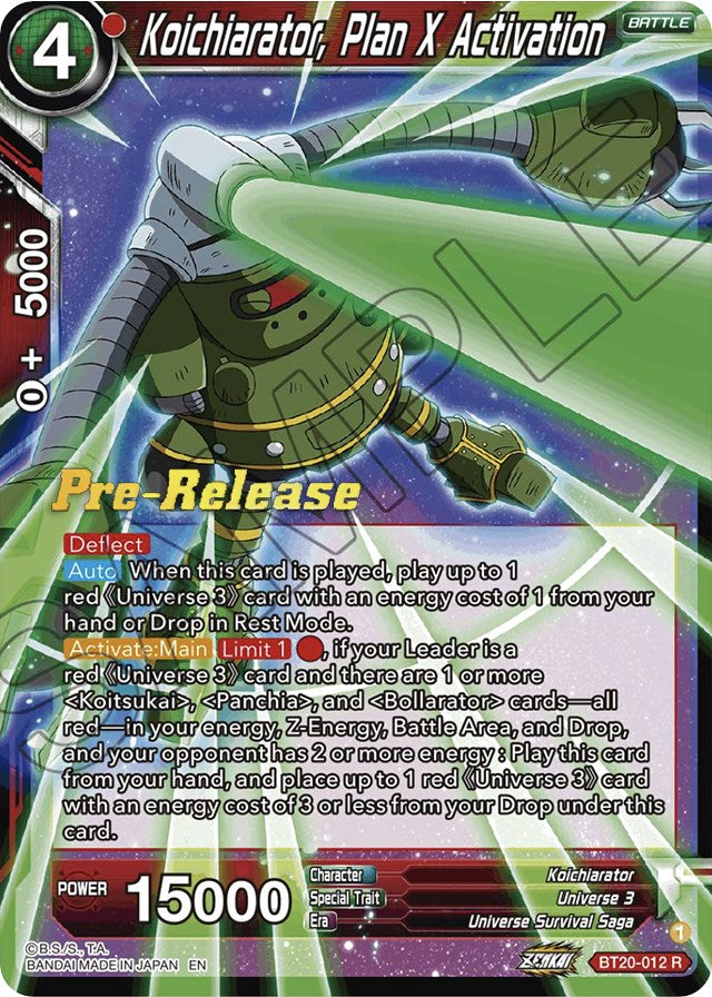 Koichiarator, Plan X Activation (BT20-012) [Power Absorbed Prerelease Promos] | Dragon's Lair Comics and Fantasy Houston TX