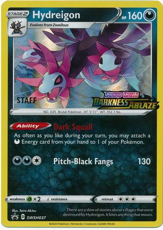 Hydreigon (SWSH037) (Staff Prerelease Promo) [Sword & Shield: Black Star Promos] | Dragon's Lair Comics and Fantasy Houston TX