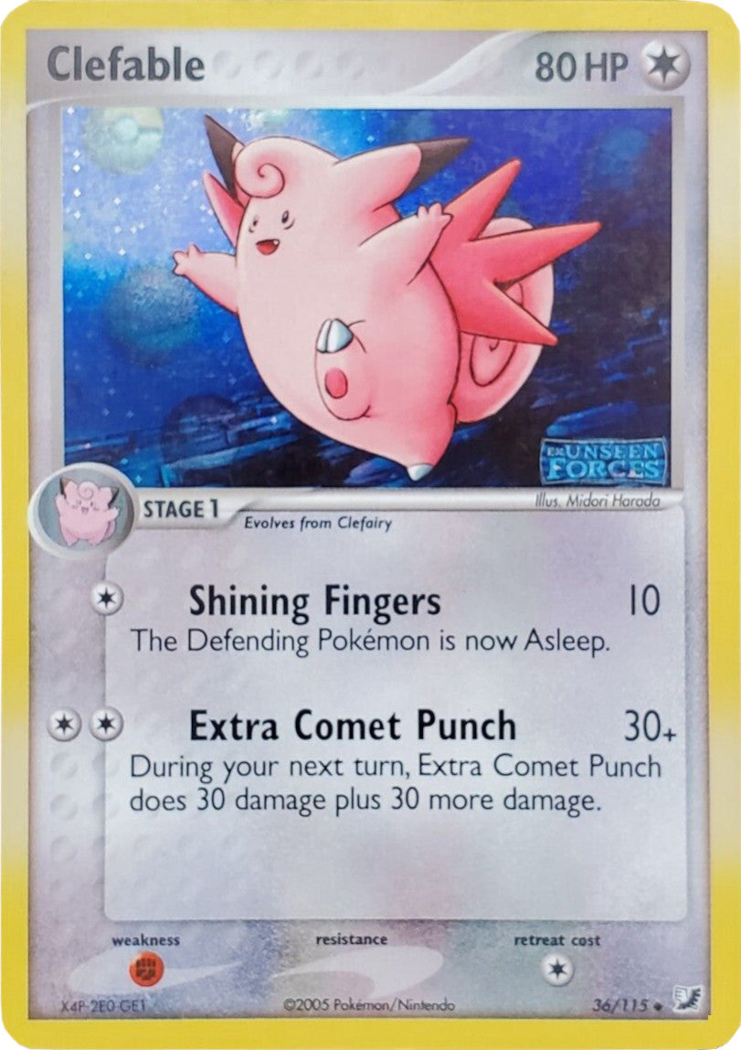 Clefable (36/115) (Stamped) [EX: Unseen Forces] | Dragon's Lair Comics and Fantasy Houston TX