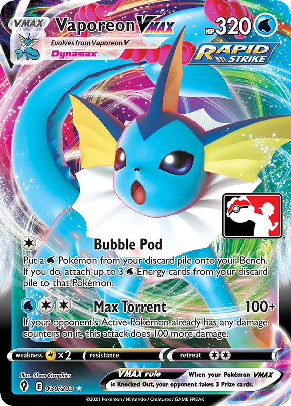 Vaporeon VMAX (030/203) [Prize Pack Series One] | Dragon's Lair Comics and Fantasy Houston TX