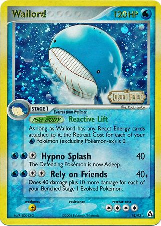 Wailord (14/92) (Stamped) [EX: Legend Maker] | Dragon's Lair Comics and Fantasy Houston TX