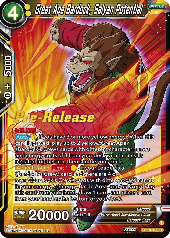 Great Ape Bardock, Saiyan Potential (BT18-106) [Dawn of the Z-Legends Prerelease Promos] | Dragon's Lair Comics and Fantasy Houston TX