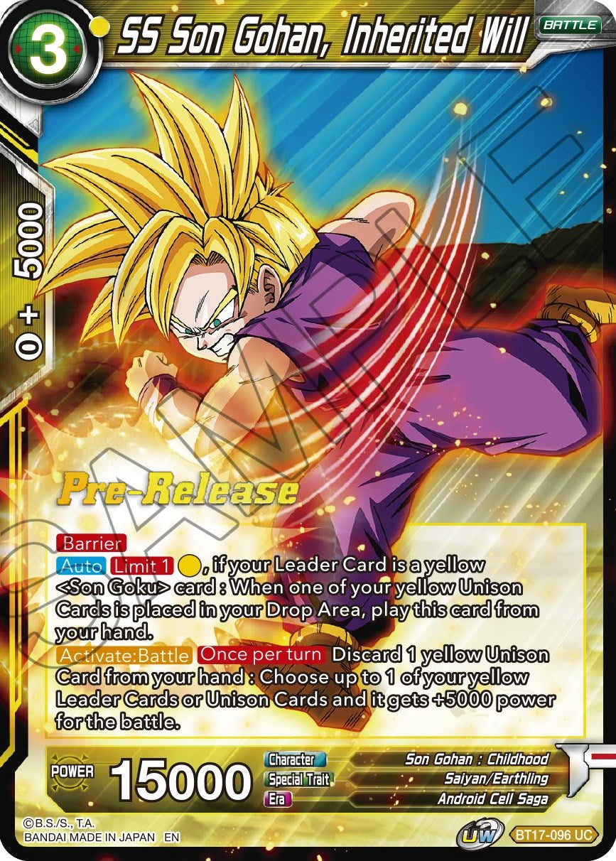 SS Son Gohan, Inherited Will (BT17-096) [Ultimate Squad Prerelease Promos] | Dragon's Lair Comics and Fantasy Houston TX