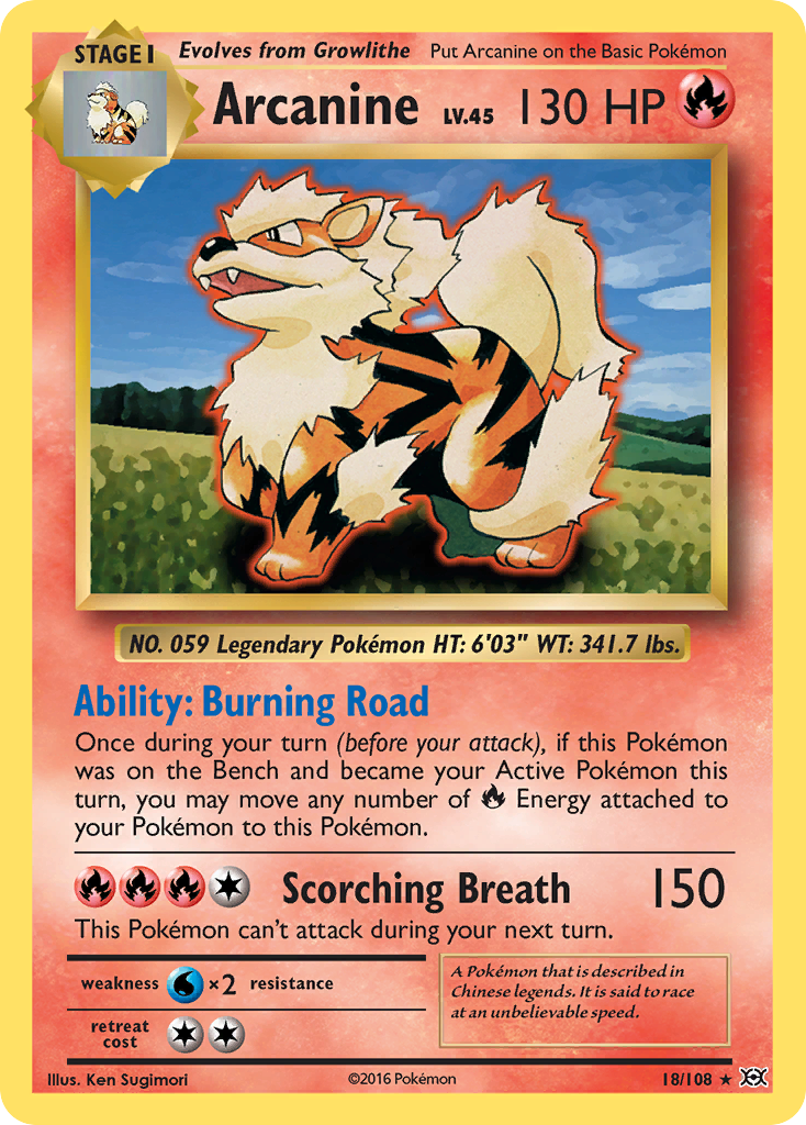 Arcanine (18/108) [XY: Evolutions] | Dragon's Lair Comics and Fantasy Houston TX