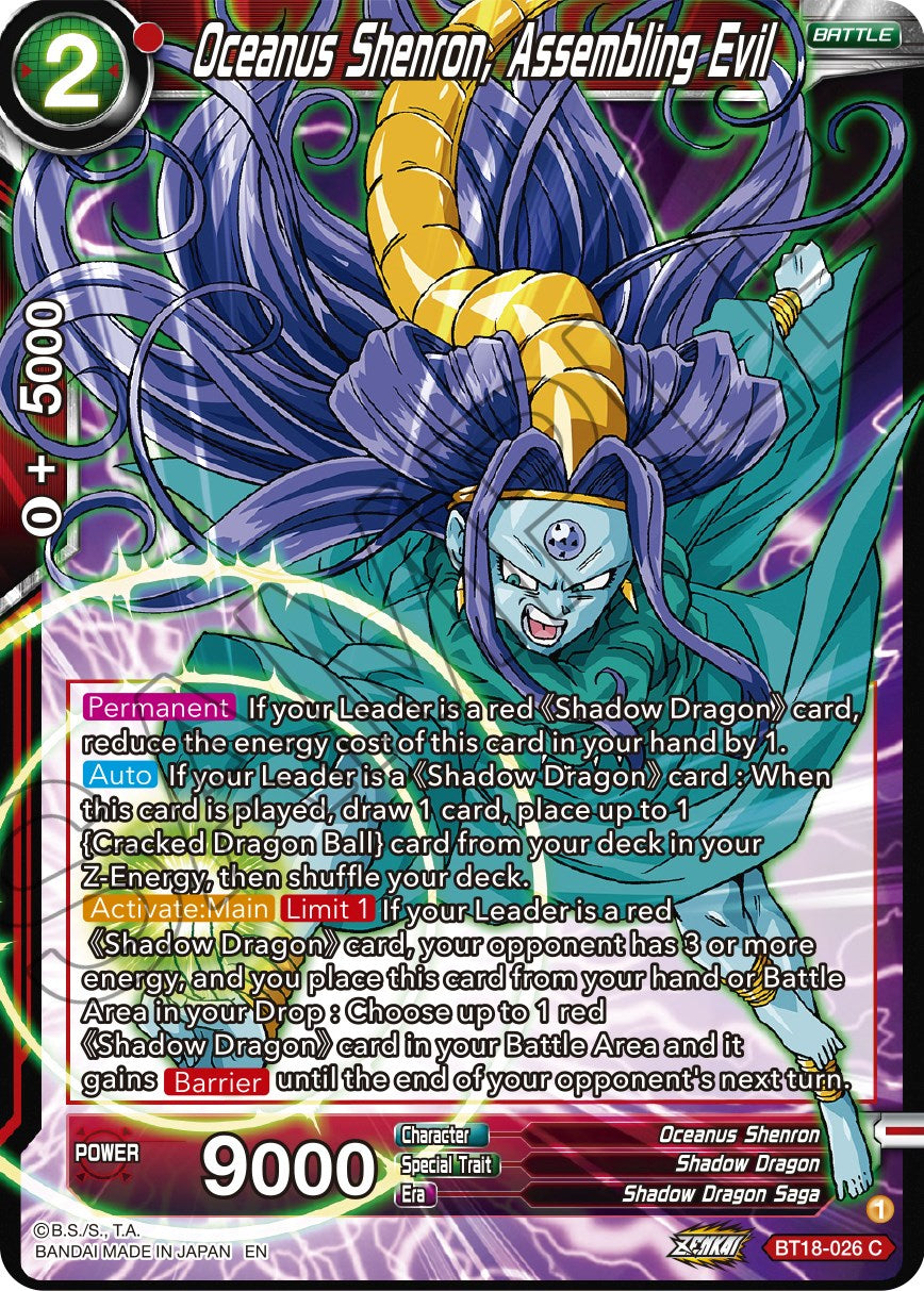 Oceanus Shenron, Assembling Evil (BT18-026) [Dawn of the Z-Legends] | Dragon's Lair Comics and Fantasy Houston TX