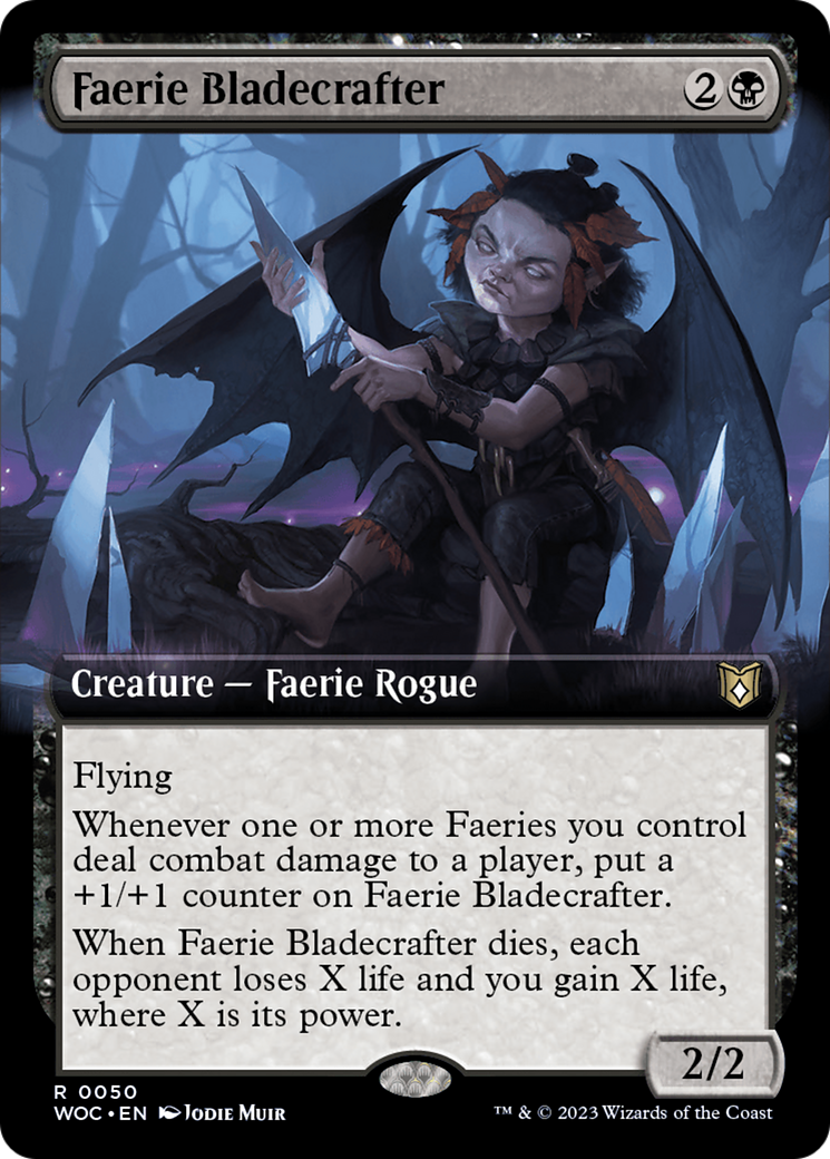 Faerie Bladecrafter (Extended Art) [Wilds of Eldraine Commander] | Dragon's Lair Comics and Fantasy Houston TX