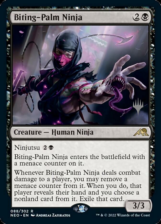 Biting-Palm Ninja (Promo Pack) [Kamigawa: Neon Dynasty Promos] | Dragon's Lair Comics and Fantasy Houston TX