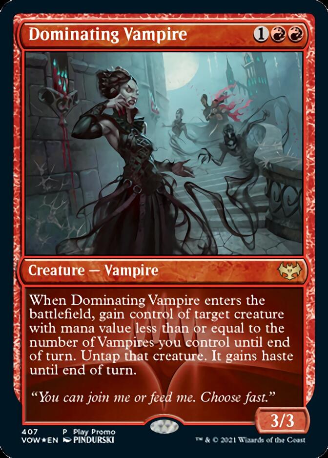 Dominating Vampire (Play Promo) [Innistrad: Crimson Vow Promos] | Dragon's Lair Comics and Fantasy Houston TX