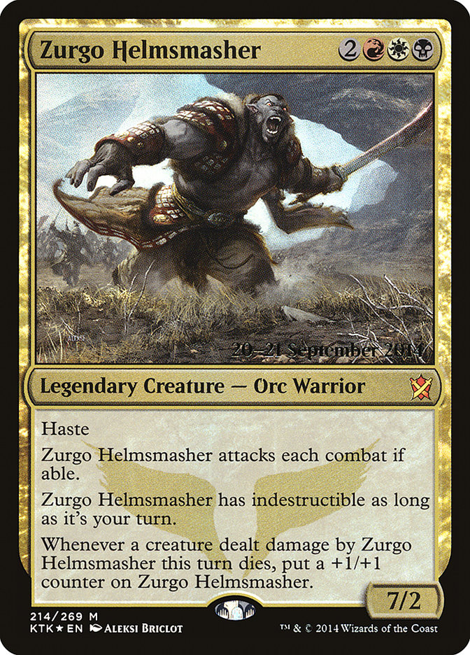 Zurgo Helmsmasher [Khans of Tarkir Prerelease Promos] | Dragon's Lair Comics and Fantasy Houston TX