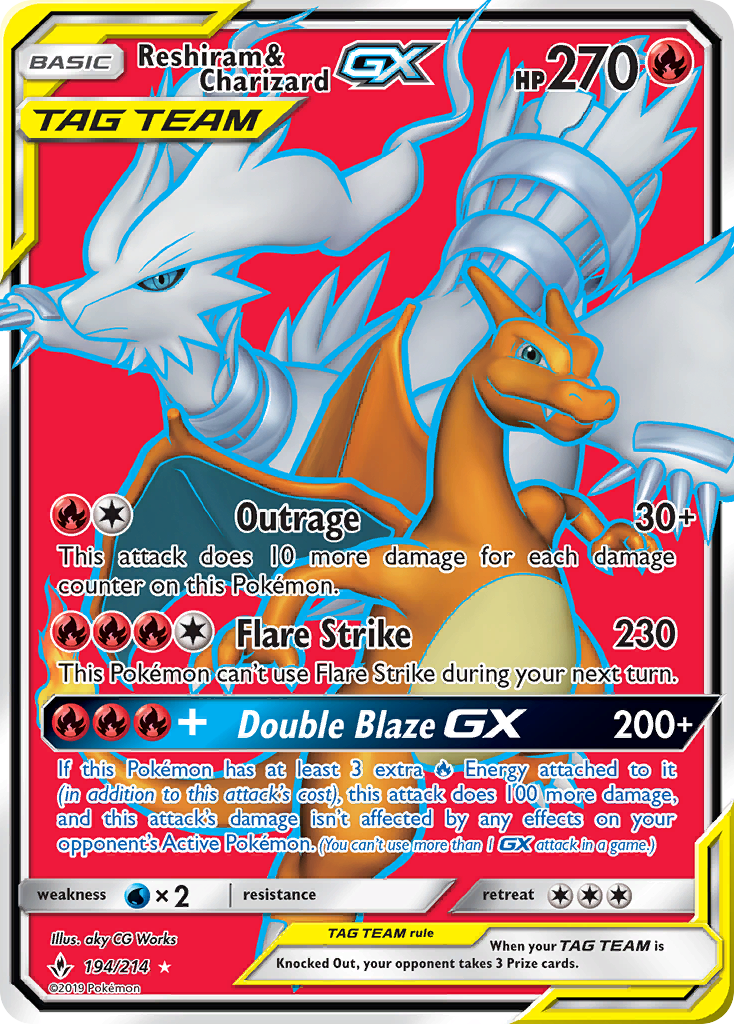 Reshiram & Charizard GX (194/214) [Sun & Moon: Unbroken Bonds] | Dragon's Lair Comics and Fantasy Houston TX