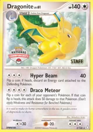 Dragonite (2/146) (National Championship Staff) [Diamond & Pearl: Legends Awakened] | Dragon's Lair Comics and Fantasy Houston TX