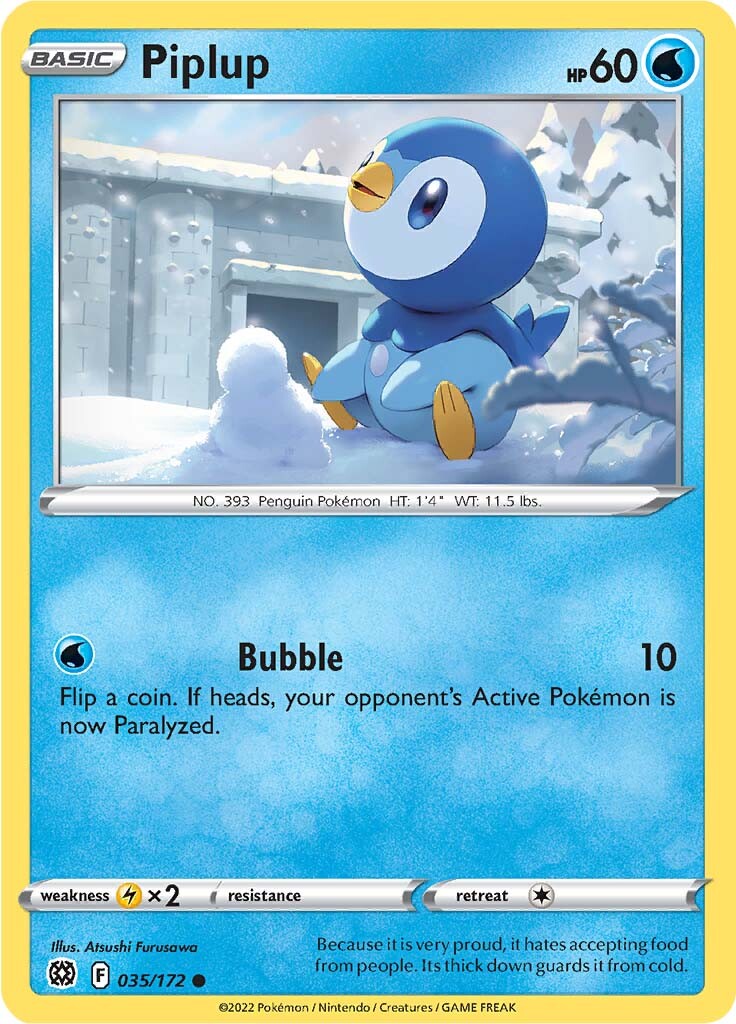 Piplup (035/172) [Sword & Shield: Brilliant Stars] | Dragon's Lair Comics and Fantasy Houston TX