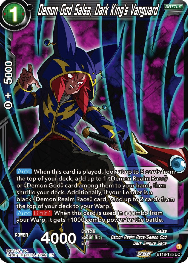 Demon God Salsa, Dark King's Vanguard (BT18-135) [Dawn of the Z-Legends] | Dragon's Lair Comics and Fantasy Houston TX