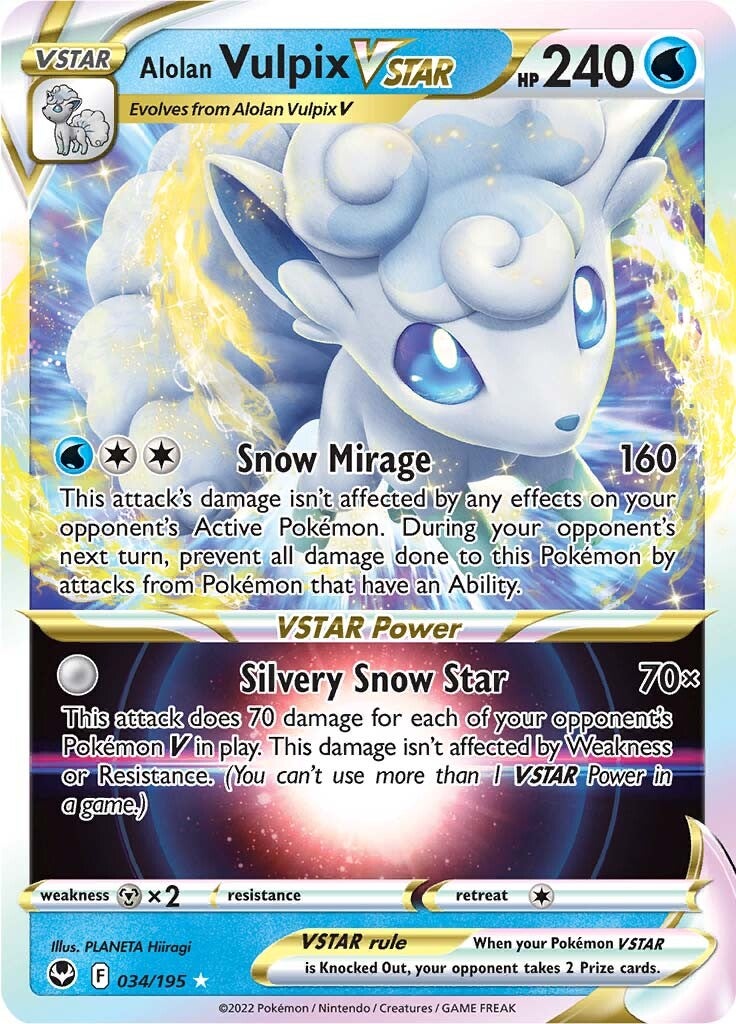 Alolan Vulpix VSTAR (034/195) [Sword & Shield: Silver Tempest] | Dragon's Lair Comics and Fantasy Houston TX