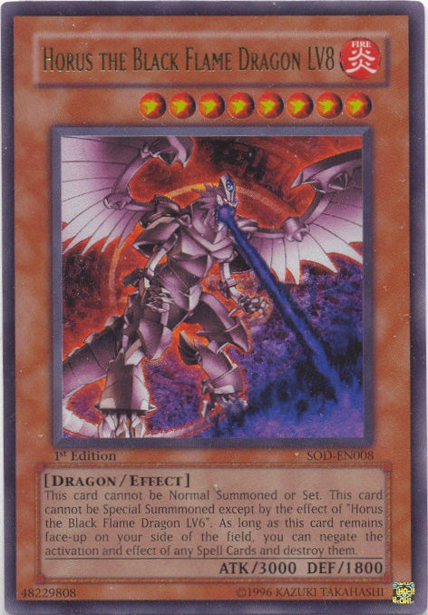 Horus the Black Flame Dragon LV8 [SOD-EN008] Ultra Rare | Dragon's Lair Comics and Fantasy Houston TX