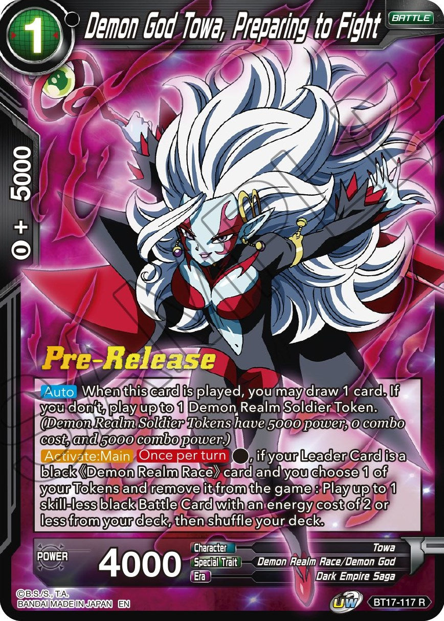 Demon God Towa, Preparing to Fight (BT17-117) [Ultimate Squad Prerelease Promos] | Dragon's Lair Comics and Fantasy Houston TX