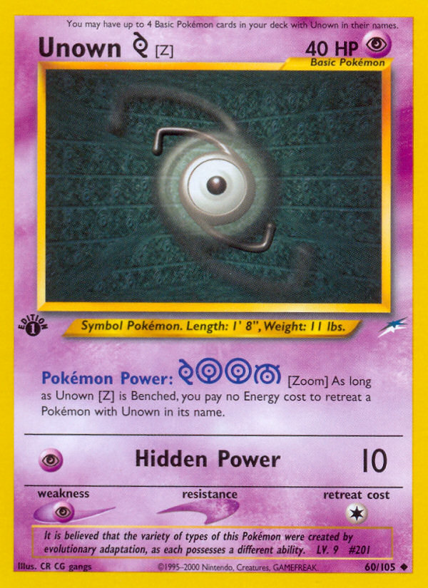 Unown [Z] (60/105) [Neo Destiny 1st Edition] | Dragon's Lair Comics and Fantasy Houston TX