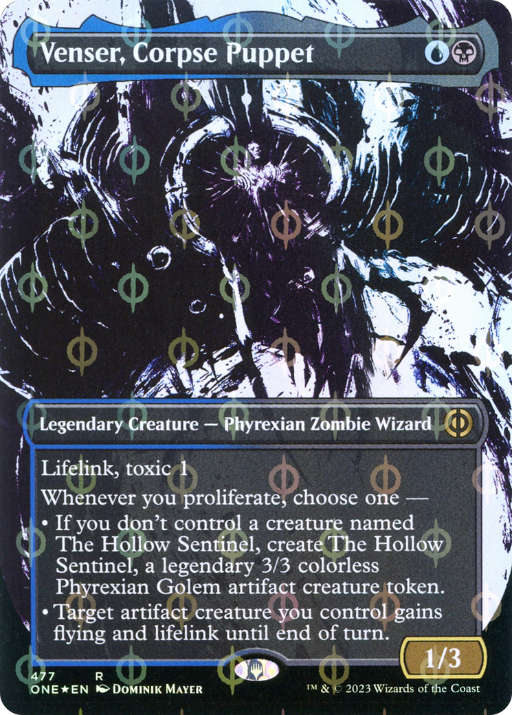 Venser, Corpse Puppet (Borderless Ichor Step-and-Compleat Foil) [Phyrexia: All Will Be One] | Dragon's Lair Comics and Fantasy Houston TX