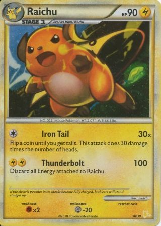 Raichu (30/30) [HeartGold & SoulSilver: Trainer Kit - Raichu] | Dragon's Lair Comics and Fantasy Houston TX