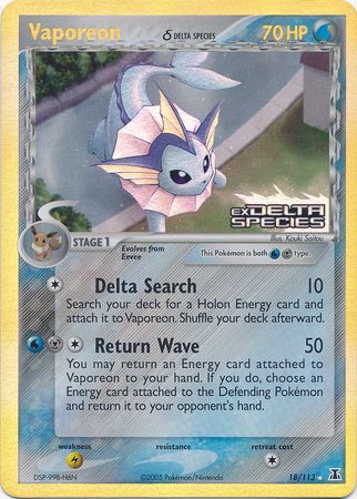 Vaporeon (18/113) (Delta Species) (Stamped) [EX: Delta Species] | Dragon's Lair Comics and Fantasy Houston TX